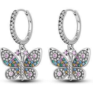 Women Butterfly Drop Earrings Various Hypoallergenic Star moon Sterling Silver